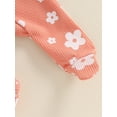 thumbnail image 7 of Suealasg Infant Girls Fall One Piece Bodysuits 3 6 12 Months Baby Girls Rompers Newborn Girls Long Sleeve Crew Neck Frills Zipped Floral Footies Jumpsuit and Headband, 7 of 7