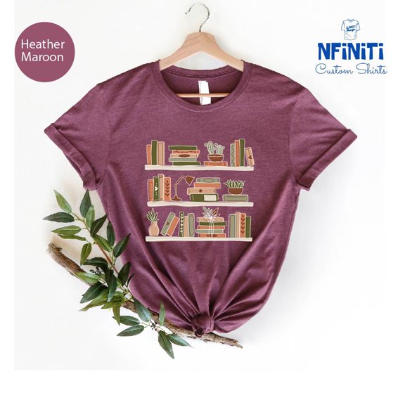 Book Lover Bookshelf T-shirt: Bookish Gift All Size S-5Xl
