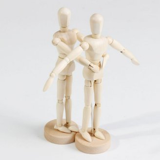 Art Alternatives Wooden Drawing Manikin - Natural Unvarnished Artist Mannequin With Stand For Sketching & Anatomy Study