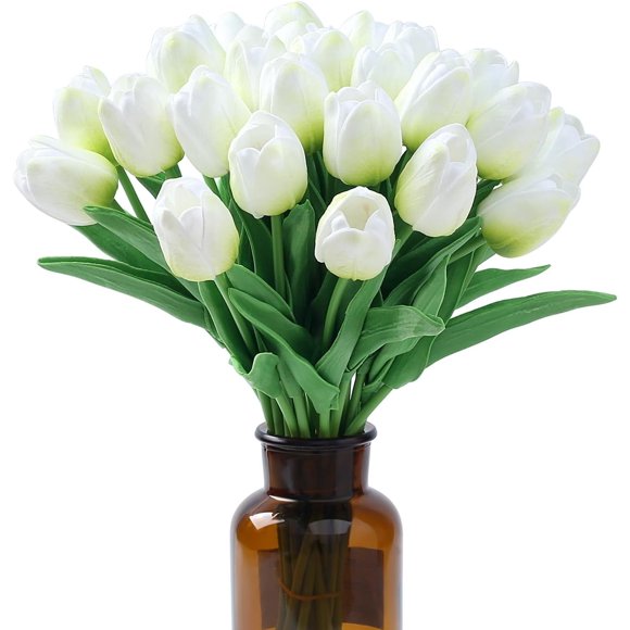 15 tulipanes artificiales de seda de tacto real para decoración del hogar, Día de la Madre, primavera, boda, ramos, arreglos florales.
