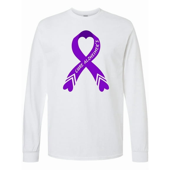 Inktastic Cure Alzheimer's Purple Heart Ribbon Long Sleeve T-Shirt