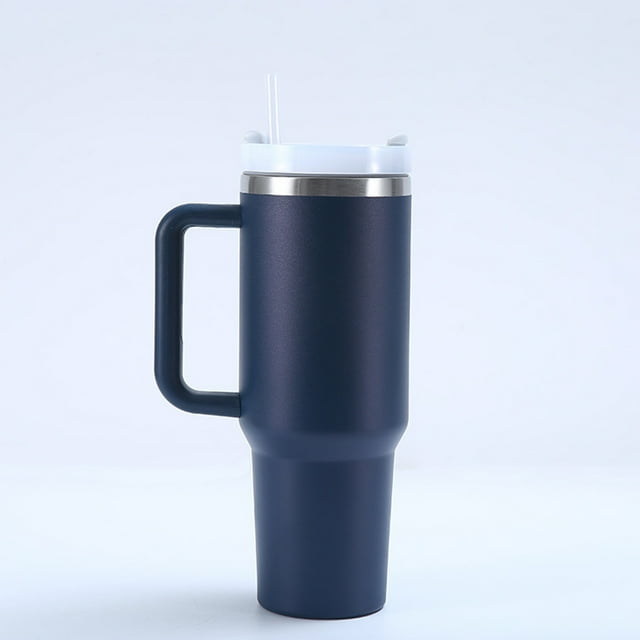 Stanley Quencher - Vaso de acero inoxidable aislado al vacío con tapa y popote para agua, té helado, café, licuados y más, carbón, 1180 ml. Azul oscuro/40oz