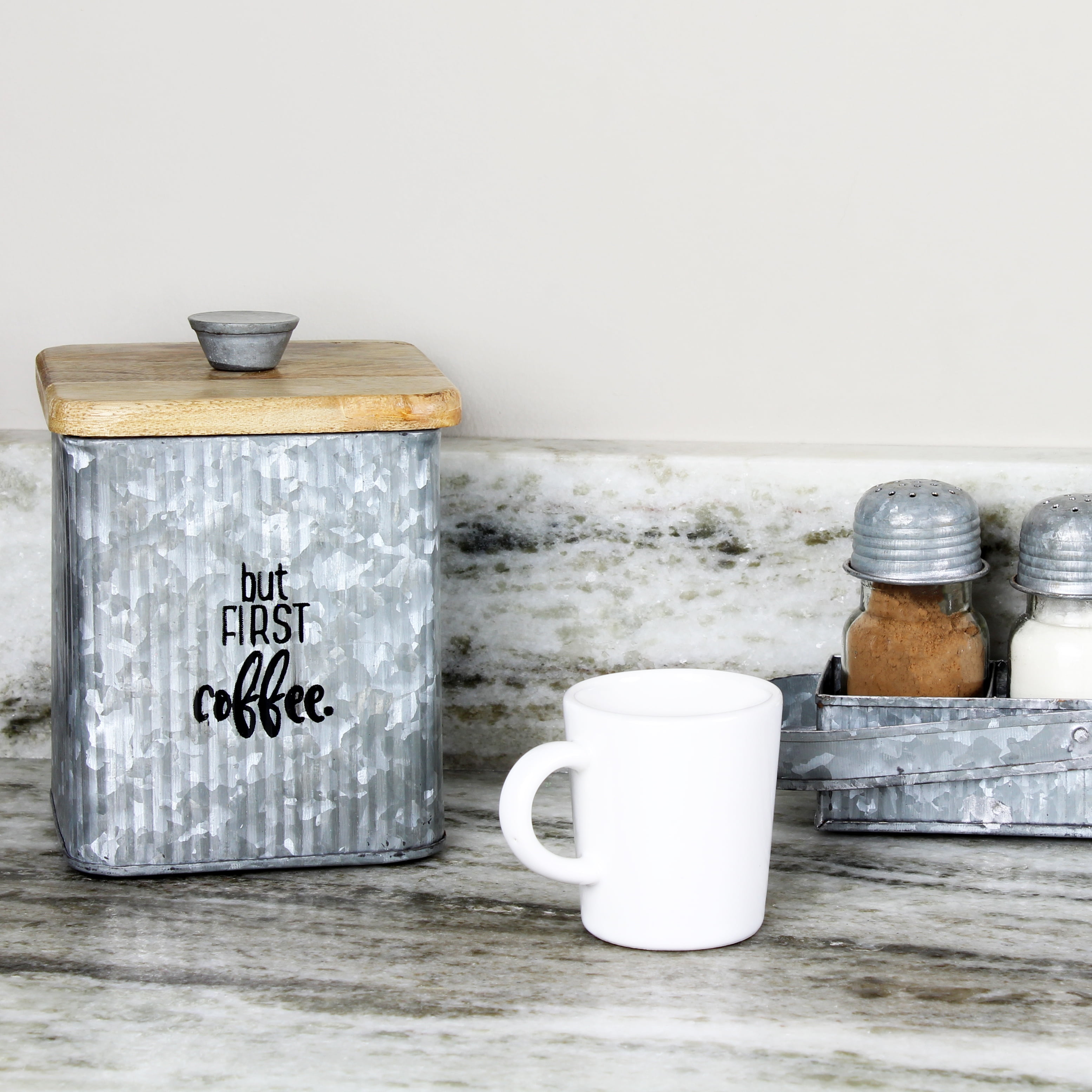 Sangdo Coffee Sugar Tea Canister Set of 3 Airtight Metal Kitchen Container  Set, Rustic Farmhouse Canister Jars