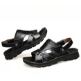 thumbnail image 2 of Men's Leather Flat Sandbeach Sandals Casual Slipper Shoes, 2 of 6