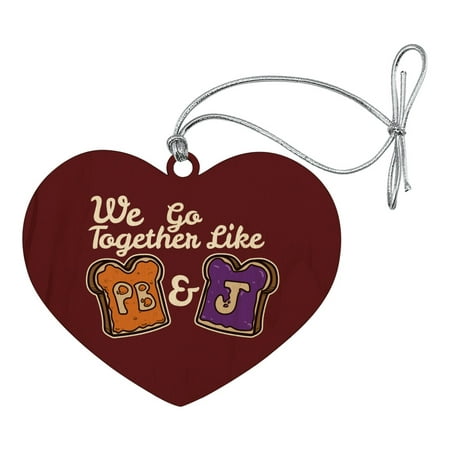 Peanut Butter and Jelly Together PB&J Best Friends Heart Love Wood Christmas Tree Holiday (Peanut Butter And Jelly Best Friend Necklaces)