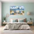thumbnail image 4 of Blue Striped Beach Chair Umbrella Seaside Framed Wrapped Canvas Posters for Kitchen Bathroom Dorm Decor, Ready to Hang12"L x 8"W, 4 of 10