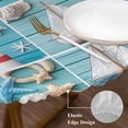 thumbnail image 4 of Ocean Theme Round Fitted Table Cover Beach Anchor Lighthouse Starfish Blue Wood Waterproof Table Cloth with Elastic Edge Wipeable Tablecloth for Picnic Camping Party Fits 36"-44" Diameter, 4 of 8