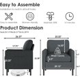 thumbnail image 3 of LAZZO Accent Chair, Linen Upholstered Armchair for Living Room, Bedroom and Apartment, Dark Gray, 3 of 9