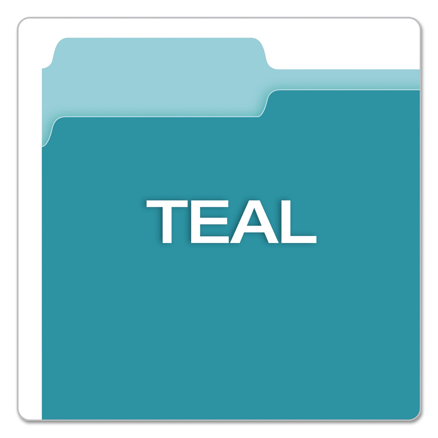 Pendaflex Colored File Folders 1/3 Cut Top Tab Letter Teal/Light Teal 100/Box 15213TEA