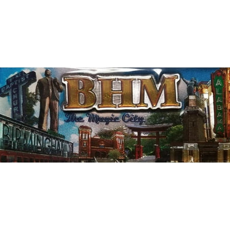 

Birmingham Alabama BHM The Magic City with Raised Icon Fridge Magnet