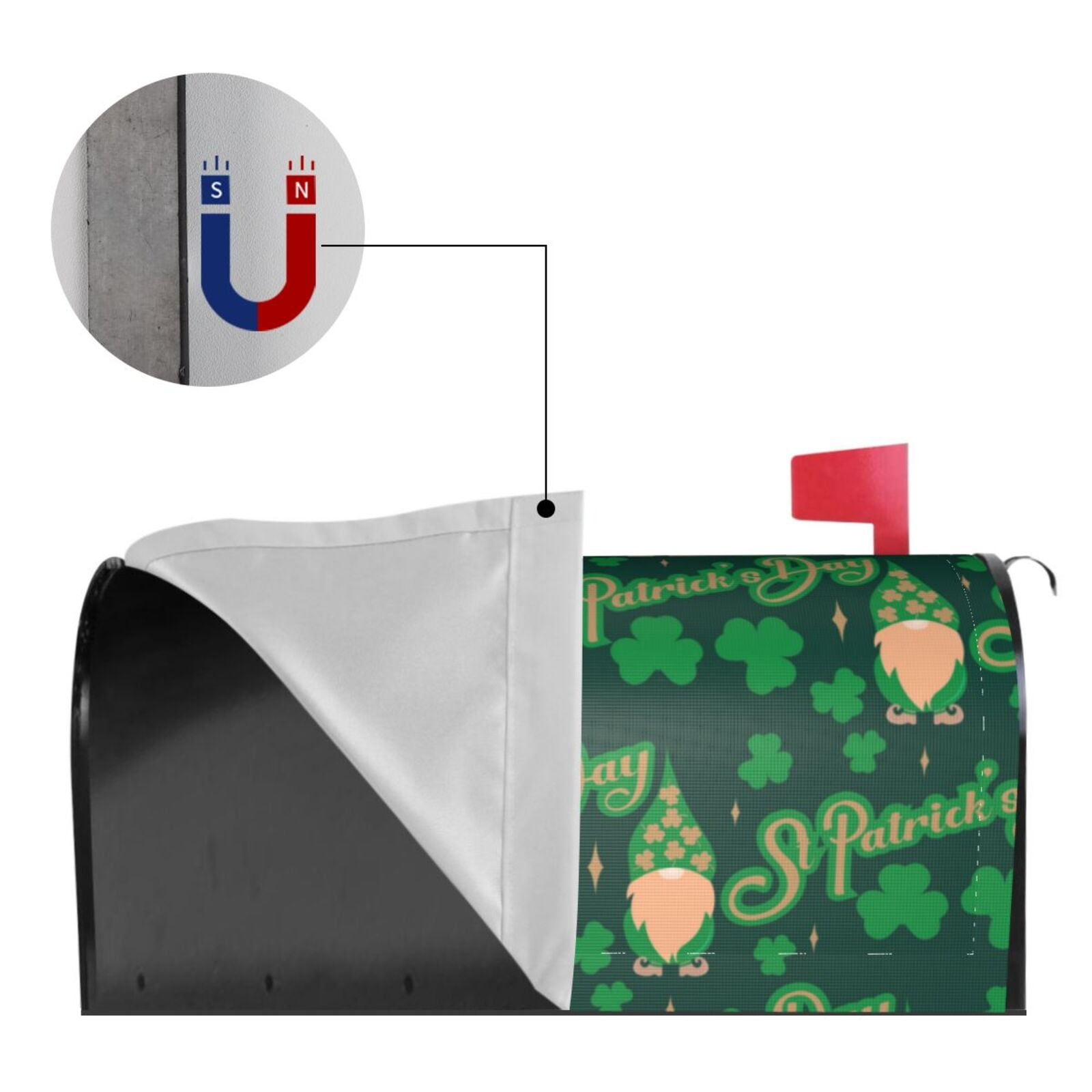 Xecao St Patrick's Day9 for Mailbox Cover with Magnetic Strips, Waterproof and Sunscreen, Adds a Decorative Touch to Your Garden Yard.