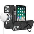 thumbnail image 4 of For Apple iPhone 15 Pro (6.1") Brushed Armor Rugged Hybrid with Invisible Magnetic Circle Kickstand Shockproof Hard PC Protective Cover ,Xpm Phone Case [ Black ], 4 of 4