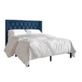 thumbnail image 2 of Castle Place Button Tufted Wingback Velvet Upholstered Bed, Navy Blue, Full, 2 of 9