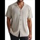 thumbnail image 1 of Camisa de Punto para Hombre, de Corta, , con Botones, para Vacaciones en la Playa, Informal, A Rayas, para Verano. Gris Plata M, 1 of 7