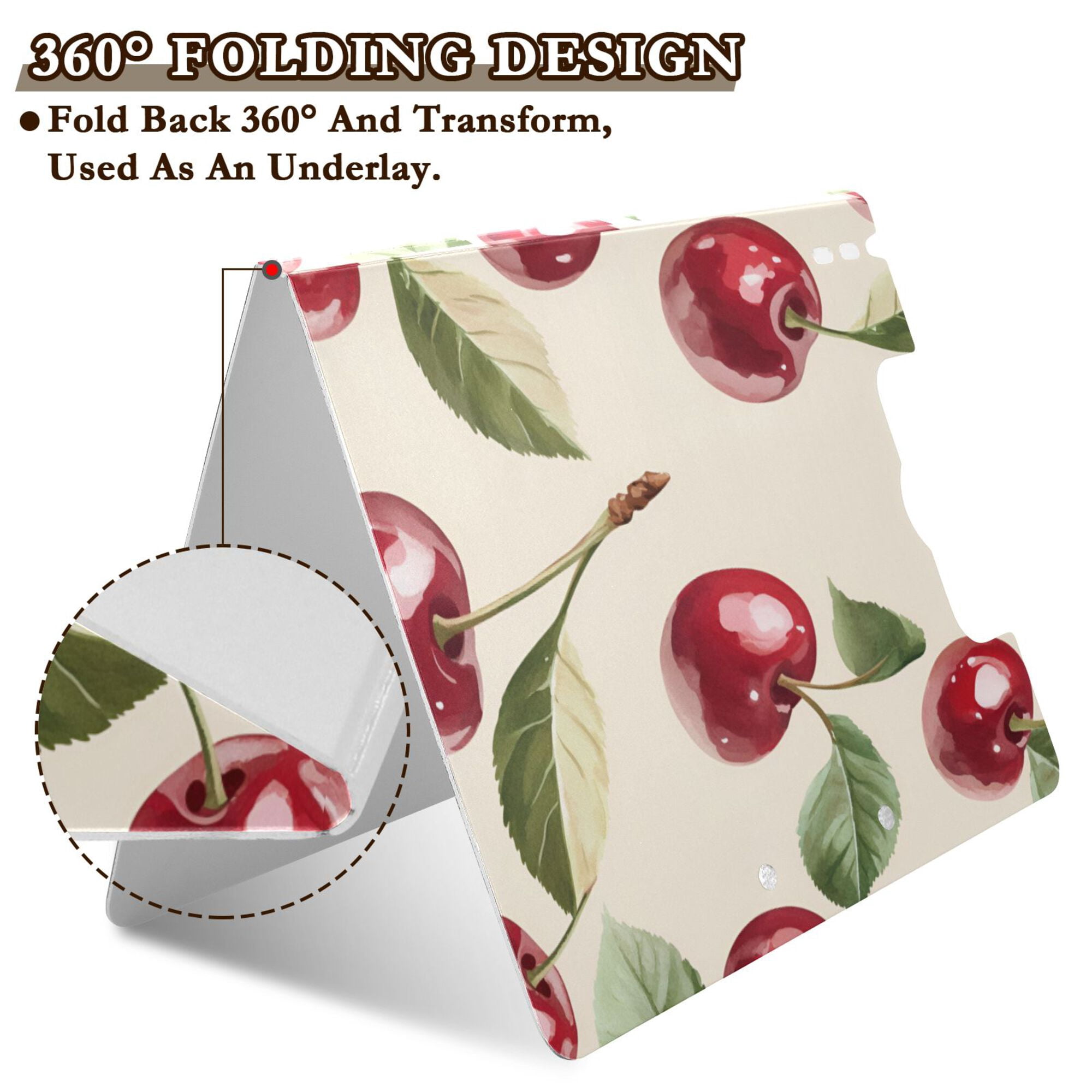 FORMRS A4 Clipboard Folder with Pen Holder Horizontal Foldable School Office Binder, Cute Cherry