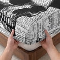 thumbnail image 3 of Twin Sze Fitted Sheet Set - Human Skull 2 Piece Bedding Sets 16" Deep Pocket Fitted Sheet with 1 Pillowcase, Red Ostrich Feather Horror Art Newsprint Brushed Microfiber Hotel Luxury Bed Sheets, 3 of 9