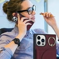 thumbnail image 4 of for iPhone 12 Pro Max / 13 Pro Max Case with Card Holder,360°Rotatable Ring Holder Stand - Magnetic RFID Blocking Wallet Phone Cases for Women(Wine Red), 4 of 14