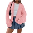 thumbnail image 1 of Jersey PRETTYGARDEN de punto grueso de manga larga rosa M, 1 of 8