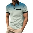thumbnail image 2 of Yaoyar Men's Lapel Polka Gradient Button Up Sport Short-Sleeved Lapel Top Shirt, 2 of 5