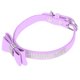 thumbnail image 2 of Collar para gato con diamantes de imitación y cristales brillantes, lazo doble de microfibra de ante, suministro para mascotas, color morado XS, 30x1,5 cm, 2 of 13