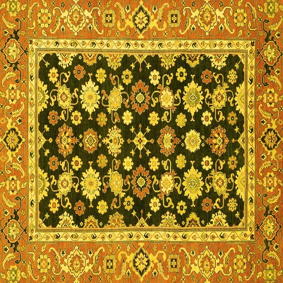 Ahgly Company Indoor Square Abstract Yellow Modern Area Rugs, 6' Square