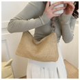 thumbnail image 4 of Granjero Gordo Bolso de mano tejido y bolsas de cosméticos, bolso de mano tejido elegante de playa de verano, bolso de hombro de 11.02 x 3.34 x 7.48 pulgadas (caqui), 4 of 5