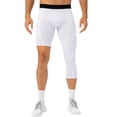 thumbnail image 3 of NFTIGB Men's One Leg Leggings for Basketball, Asymmetric Single Leg Tights, Moisture Wicking Compression Pants with Side Pockets for Fitness Training & Gym Workouts, White, Size Large, 3 of 4