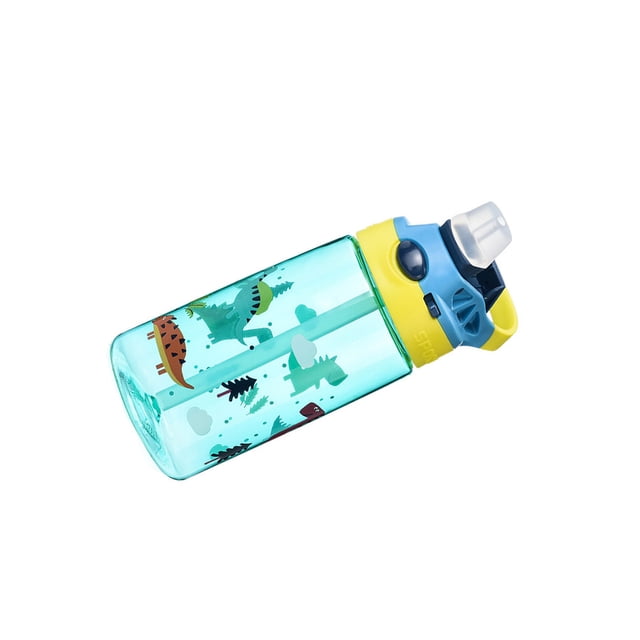 Inteprter Botella de agua ABS para niños, boquilla de silicona a prueba de fugas, interruptor de presión a prueba de golpes, reemplazo de 500ml, taza Teteras cian Inteprter HA073658-01