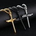 thumbnail image 4 of Collar de acero inoxidable negro para hombre, colgante de Cruz de uñas, cadena, Iglesia Cristiana, regalo de bautismo, venta al por mayor, 4 of 4
