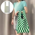 thumbnail image 3 of Casual Grid Pattern Woven Womens Braid Hand Shoulder Summer Beach Large, 3 of 8