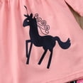 thumbnail image 6 of USA Unicorn Toddler Girls Kids Cotton Cartoon Tunic Top Dress Floral Pants 2Pcs Outfits Set Clothes, 6 of 8