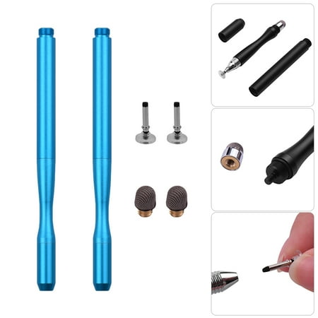 Touch Screen Drawing Stylus Fine Point 2 in 1 Precision Stylus Pens with Fiber Tip and Disc Tip Universal Capacitive TouchScreens Stylus Pen for Cellphone Tablet Writing Drawing Pack of 2pcs 2Blue ()