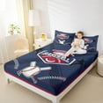 thumbnail image 5 of Feelyou Cartoon Baseball Athlete Twin Sheet Sets for Kids, Navy Red Twin Fitted Sheet, Est Sleep Sports Flat Sheet, Lightweight Room Decor, 3 Pieces, 5 of 8