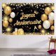 thumbnail image 1 of Fondo de tema de tela decorativa de tela decorativa de banner de fondo de cumpleaños con tema de oro negro JM JM, 1 of 5
