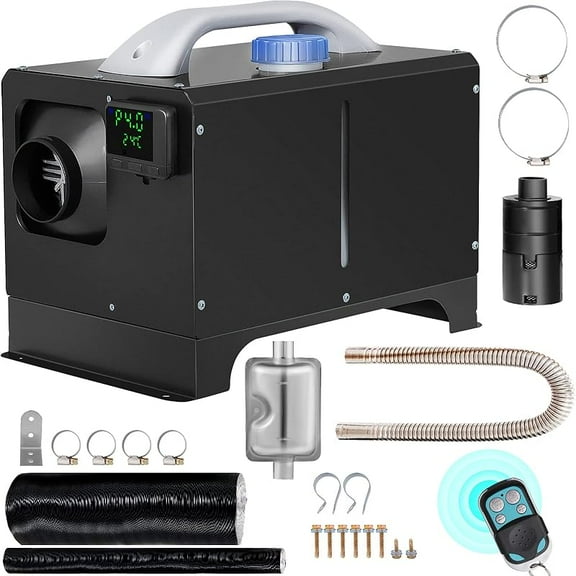VEVOR Diesel Air Heater, 8 kW DC12-24V, Fast Heating Diesel Parking Heater with Remote Control and Black LCD Switch, Low Noise, Pre-Heating Function, for RV, Truck, Camper, Van, Boat and Trailer