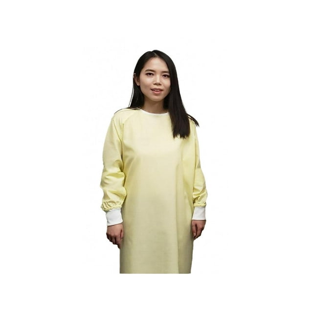 Robes d'Isolation Multi-Usage avec Poignets Tricotés Tissu Sergé 4.2oz 65/35 Poly Coton Couleur Jaune 3's/ Paquet