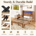 thumbnail image 3 of SESSLIFE Twin Bed Frame with LED Headboard, Modern Wood Bed Frame with Charging Station, Platform Bed with Under Bed Storage for Bedroom, Easy Assembly,Brown, 3 of 8