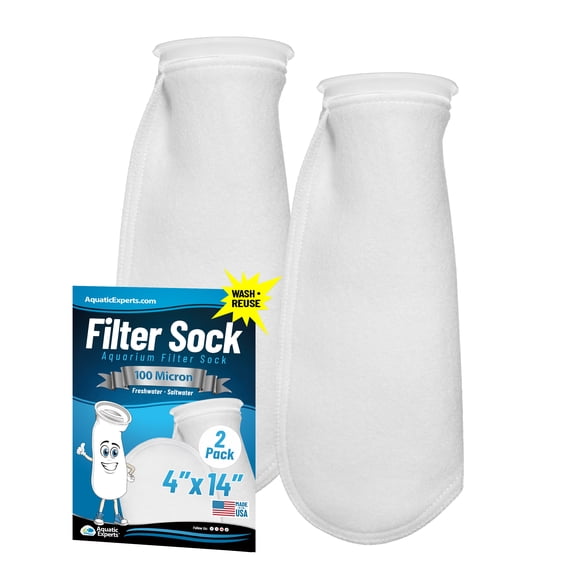 Aquatic Experts Felt Filter Socks 4 inch Ring 100 Micron - Long, 2-Pack, 4" x 14"