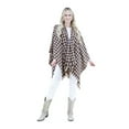 thumbnail image 3 of Chic Khaki Houndstooth Ruana Wrap | All-Season Poncho | One Size Fits All, 3 of 8