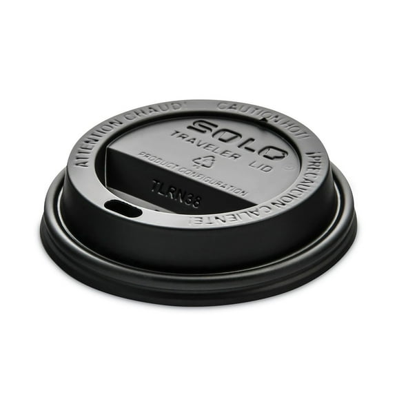 SOLO TL38B2-0004 Traveler Cappuccino Style Dome Lid Fits 8 oz Cups - Black (1000/Carton)