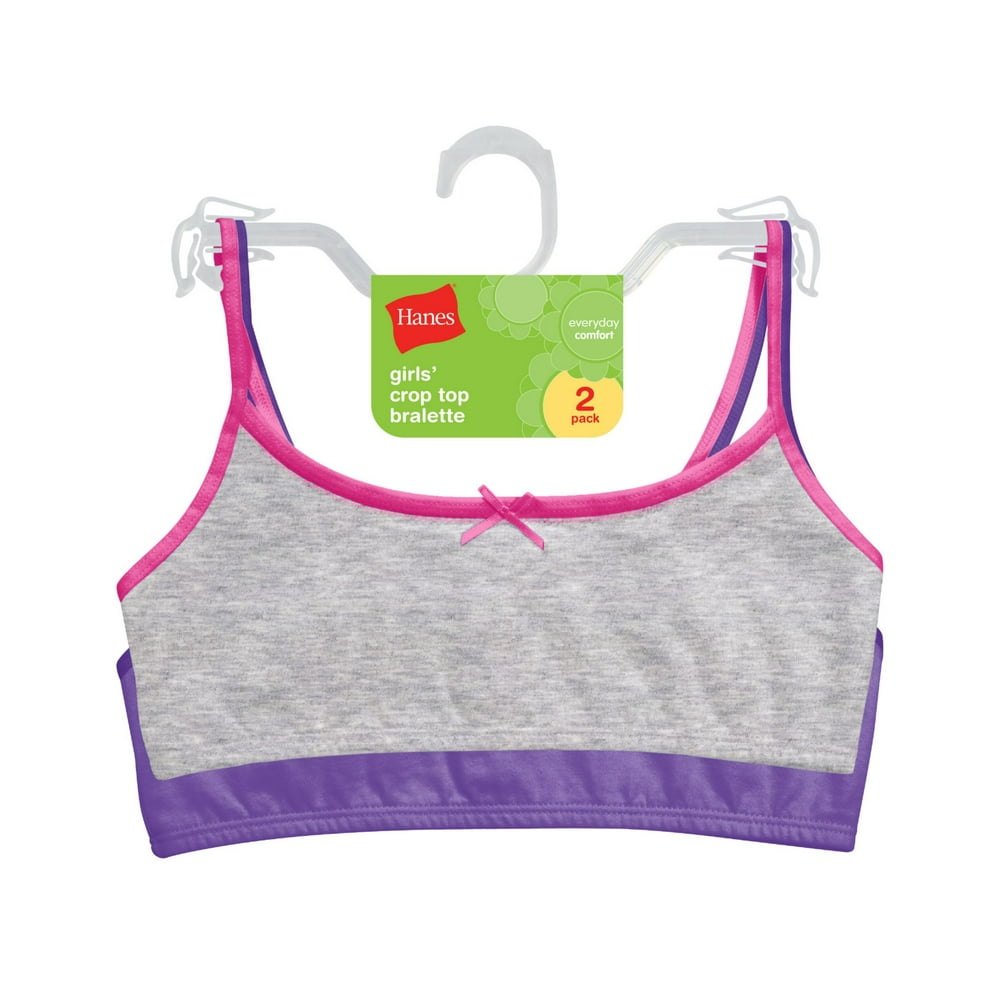 Hanes Hanes Girls Bras, 2 Pack Cotton Pullover Bras (Little Girls