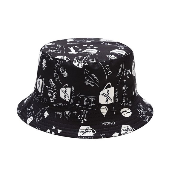 Charmgo Trucker Hat Clearance, Women Double Side Washed Packable Summer Beach Sun Hats Mens Graffiti Bucket Hat Bucket Hat Baseball Cap, Sun Hats for Women Black