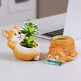 thumbnail image 2 of Yesbay Animal Flower Pot Cat Dog Succulents Pots Resin Planter with Drainage Hole for Succulents Desk Decoration, 2 of 8