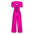 thumbnail image 5 of cfhntfmh Jumpsuit for Women Trendy Deep V Neck Petal Short Sleeve Rompers Loose Wide Leg Palazzo Pants Gong out Outfits, 5 of 6