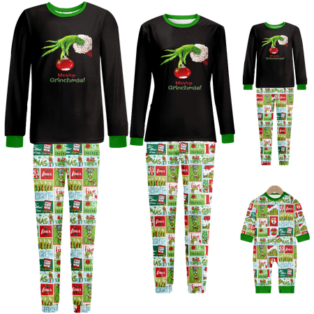 

Matching Family Christmas Pajamas Christmas Santa Monster Cartoon Print Sizes Baby-Kids-Adult-Pet 2 Pieces Top and Pants Bodysuits Sleepwear Pajamas Set
