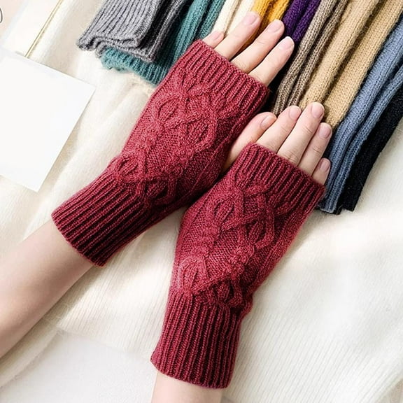 Warm Wrist Short Gloves - Womens Fingerless Cable-Knit Wrist Warmers, Soft Skin-Friendly Arm Warmers for Autumn Winter