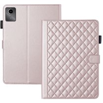 For Lenovo Tab M11 11.0 inch 2024 Release TB-330FU Case, Rhombus Pattern Multiple Viewing Angles Stand Slim Folio Cover (Rose Gold)