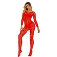 thumbnail image 4 of Luxalzxs Babydoll Lingerie for Women Lace Bodystocking Cut Out Long Sleeve Sheer Mesh Fishnet Crotchless Lingerie Sexy Bodysuit, 4 of 5