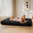 thumbnail image 2 of Convertible Large Memory Foam Bean Bag Bed, Boneless Chair & Sofa with Corduroy Cover - Soft  Couch Alternative for Adults, Perfect for Reading, Gaming, Resting in Bedroom/Living Room (Black), 2 of 9