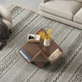 thumbnail image 6 of [Luckynote]The Round Coffee Table with Glass Top and Geometric Abstract Art Deco Base Storage Shelves, Walnut, 35.4, 6 of 8